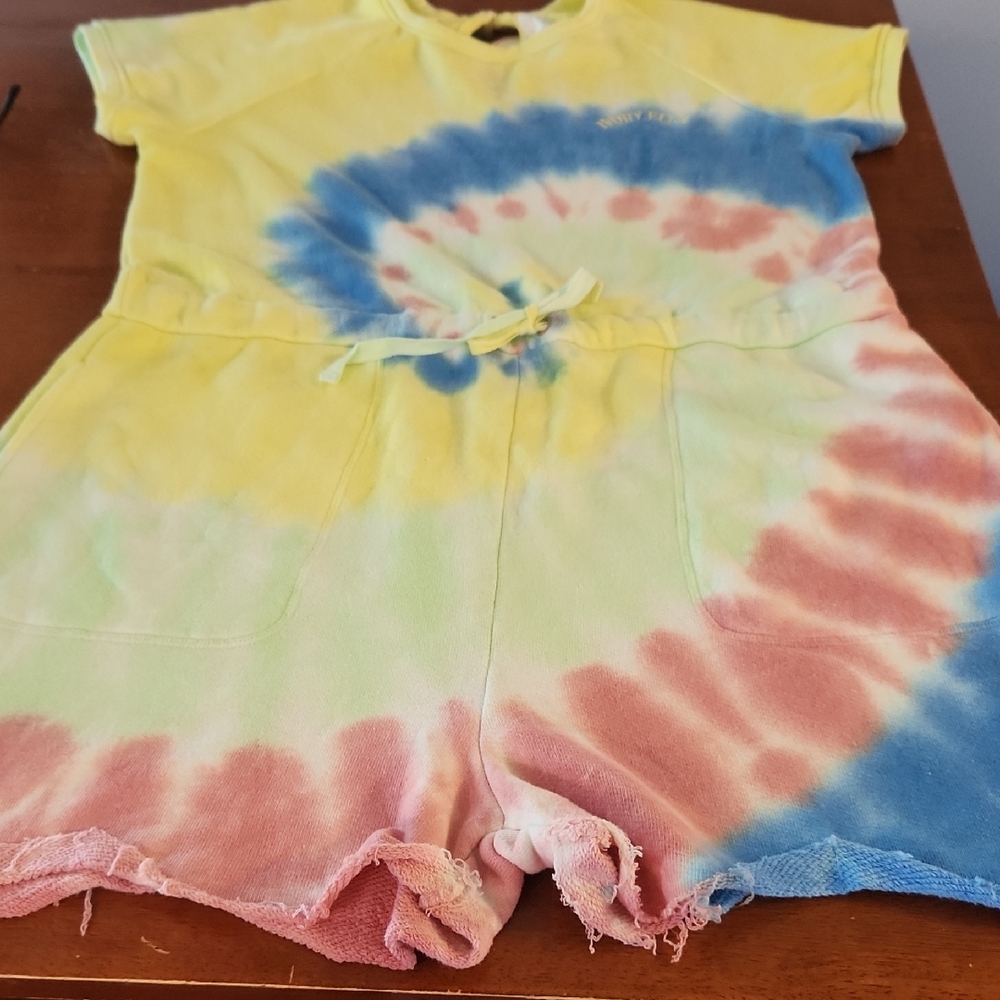 Ivory Ella Spiral Tie-Dye Jumpsuit in Yellow and Blue NWT